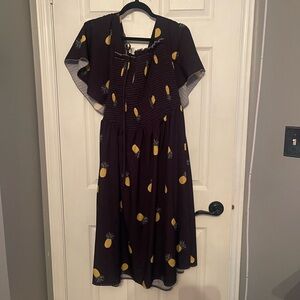 SHEIN Black Dress with Pineapple Print